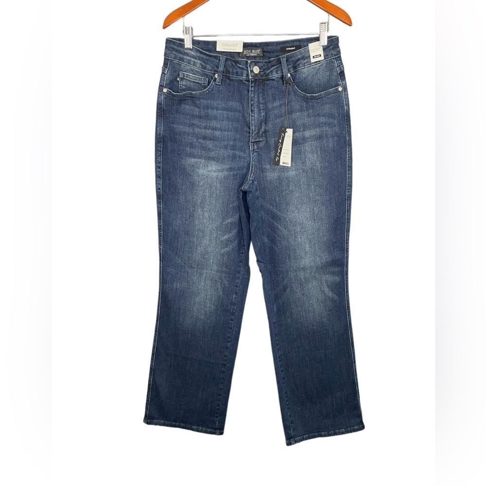 Judy Blue Mid Rise Tummy Control Straight Leg Jean Dark Blue NWT